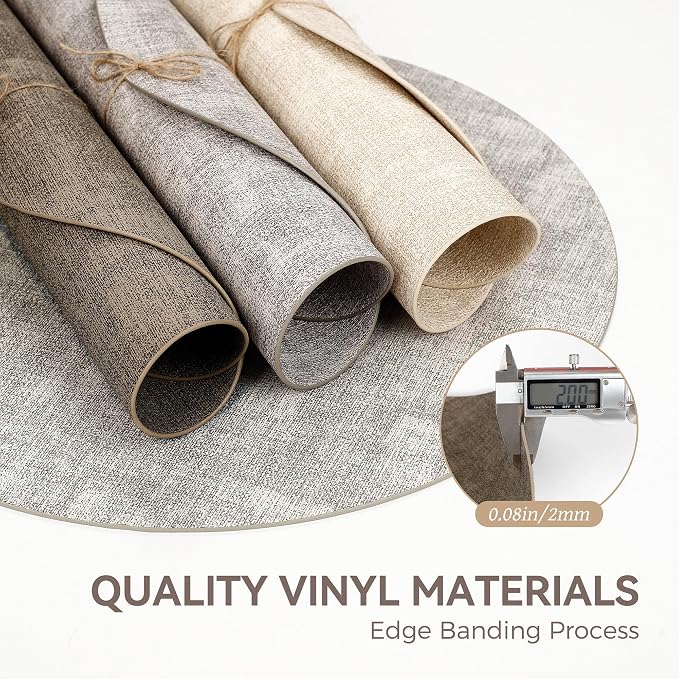13" Round Placemats Set of 12, Reversible Faux Leather Heat Resistant Table Mats - Image 5