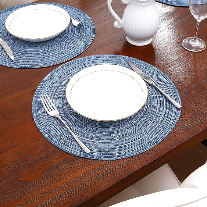 SHACOS Round Braided Placemats Set of 12 Circle Place Mats Cotton Polyester - Image 3