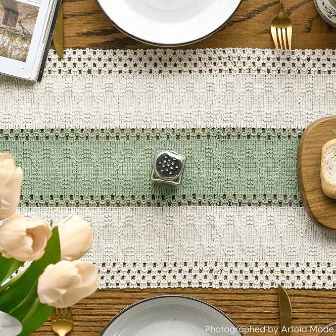 Artoid Mode Light Green Farmhouse Rustic Table Runner 12x60 Inch | Seasonal - Image 3