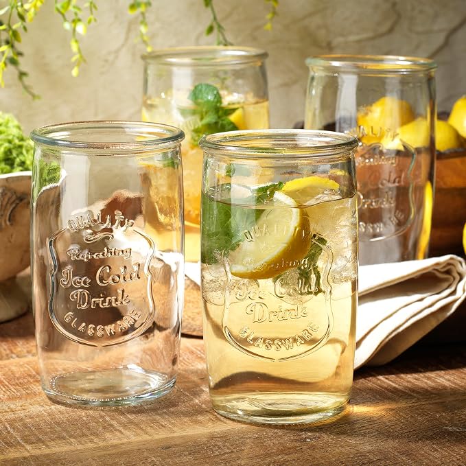 Glaver's Drinking Glasses Set of 4, Vintage Italian Style – Elegant 20 Oz Clear - Image 2