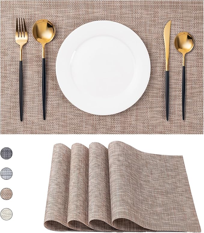 Placemats Set of 4 Washable Indoor | Outdoor Vinyl Place Mats by CADONO