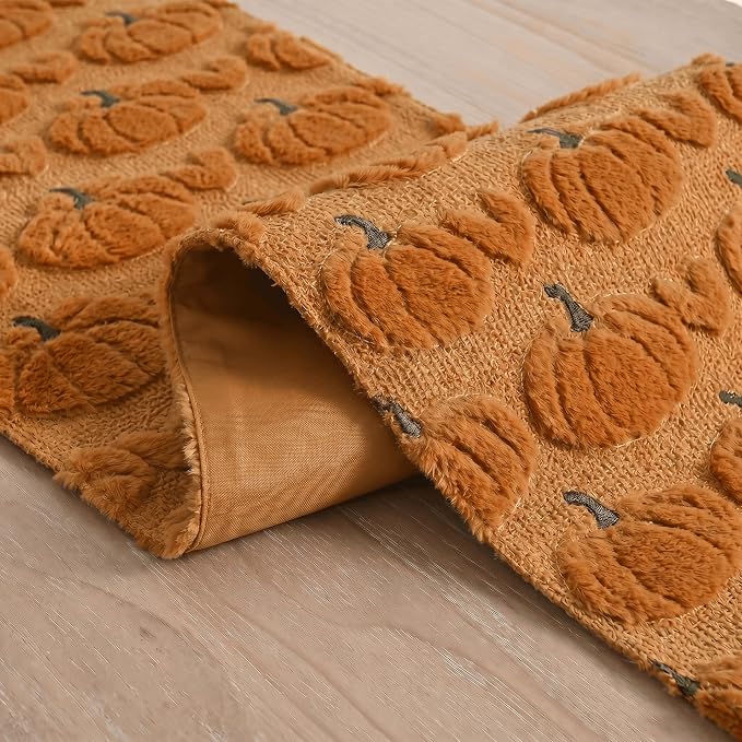 Artoid Mode Caramel Soft Faux Fur Fall Table Runner 13x72 Inch | Seasonal - Image 6
