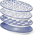 Selamica Ceramic Serving Plates, 10 Inch Oval Dinner Plates Set of 4, Small by Selamica