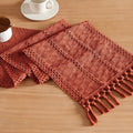 Macrame Style Boho Table Runner, 12x108 Inch Rust | Woven Boho Table Runner by ZEEMARTONLINE
