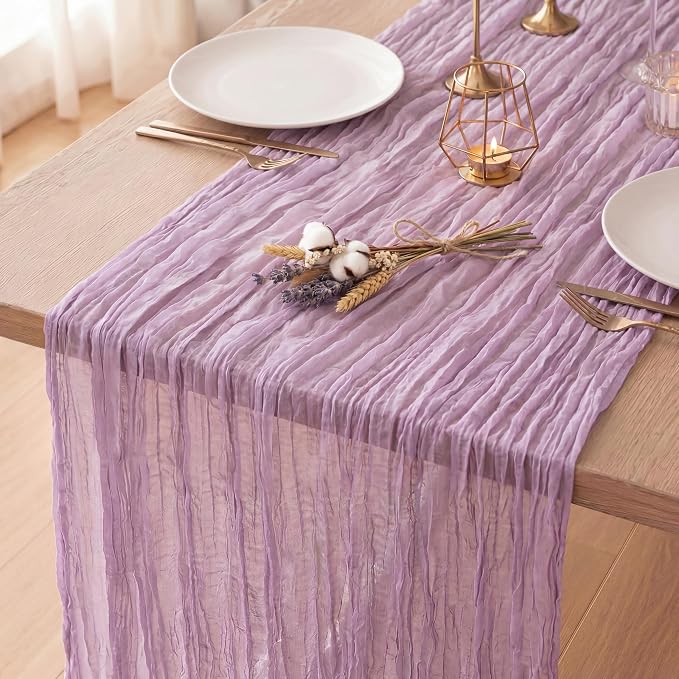 1 Pack Lilac Purple Cheesecloth Table Runner 120 Inch Boho Wedding Decor | by Fixwal