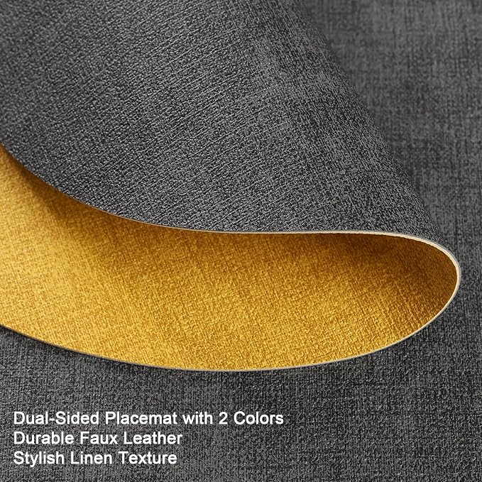 Faux Leather Placemats Set of 6, Dual Sided - Image 2