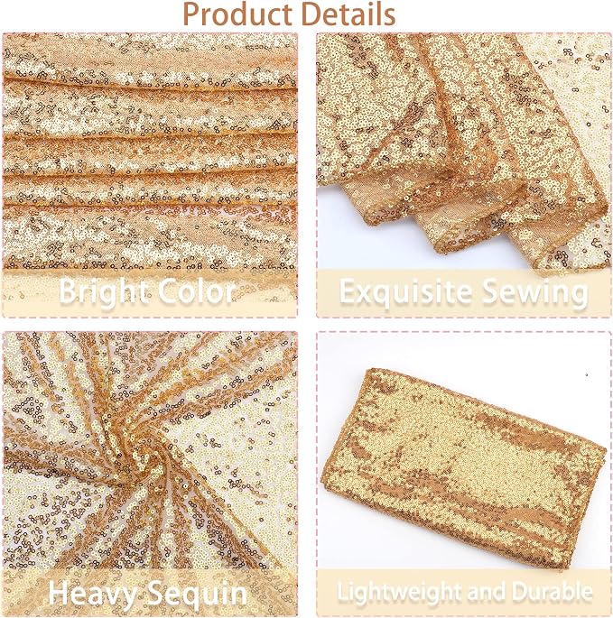 12 Packs Sequin Table Runner Champagne Gold 12 X 108 Inch Glitter Dining Table - Image 4