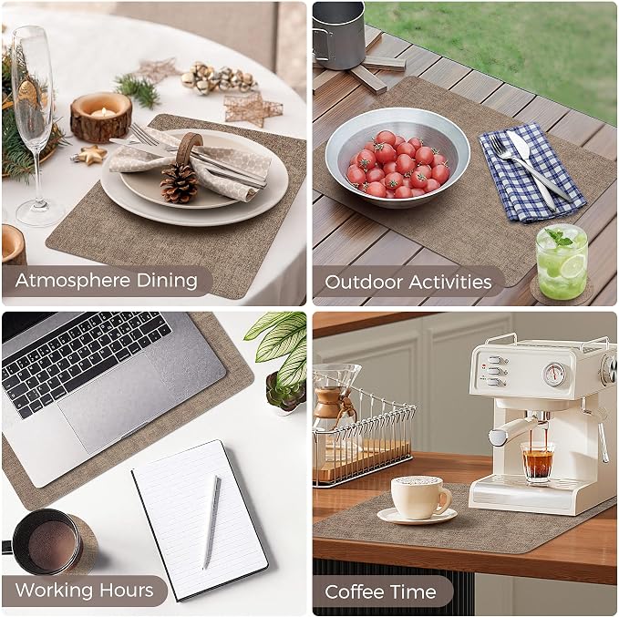 NCUE Vinyl Placemats Set of 6, Heat Resistant, Nonslip Faux Leather Waterproof - Image 6