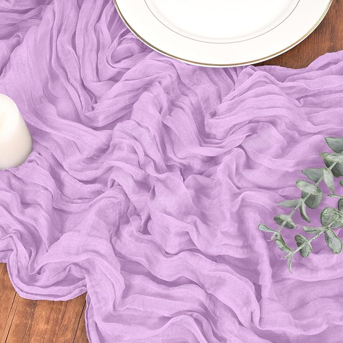 Pesonlook Cheesecloth Table Runner Light Purple, 20 Pack 17.7x108 inch - Image 9