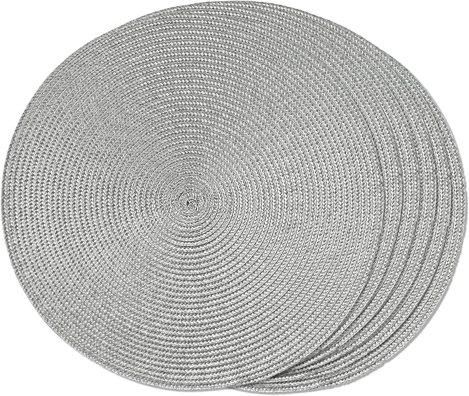 FunWheat Round Braided Placemats Set of 6 Table Mats by FunWheat