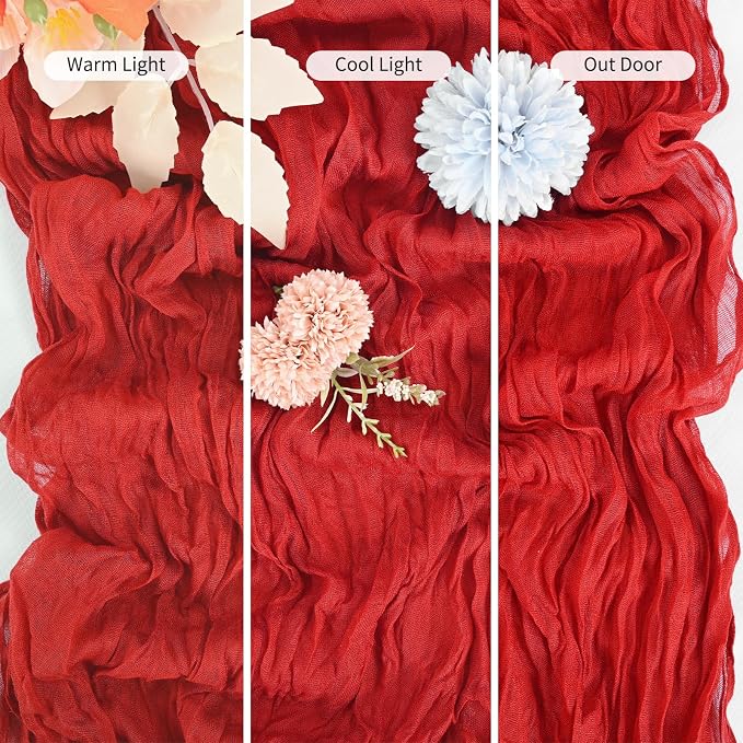 25 Pack Red Table Runner 17 x 108inch Cheesecloth Table Runner Boho Gauze Table - Image 6