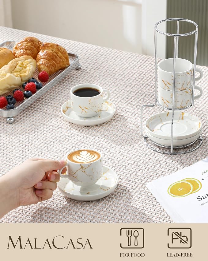 MALACASA 2.5 OZ Porcelain Espresso Cups - Image 3
