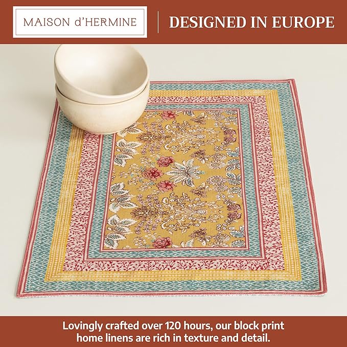 Maison d' Hermine Placemats Set of 4 Reusable 100% Cotton | Cloth Place Mats - Image 2