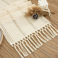 Boho Cream Table Runner, 12x108 Inches | Tassels, Summer Farmhouse, Woven by Counfeisly