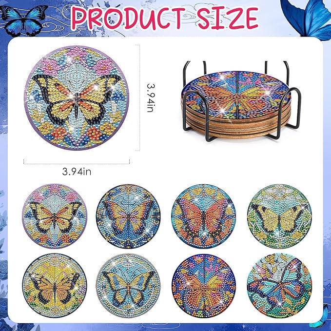 Butterfly Diamond Art Painting Coasters - Image 2