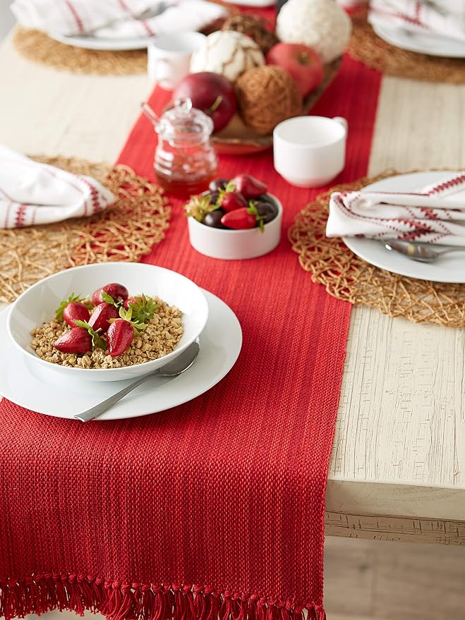 DII Variegated Tabletop Collection, Table Runner3x72, Tango Red - Image 4