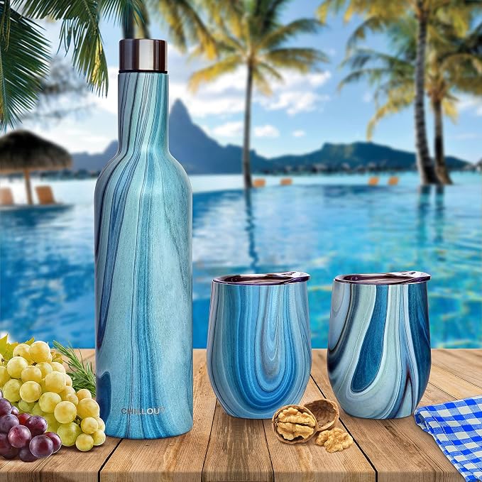CHILLOUT LIFE 12 oz Stainless Steel Wine Tumblers 2 Pack & 1 Insulated Wine - Image 6