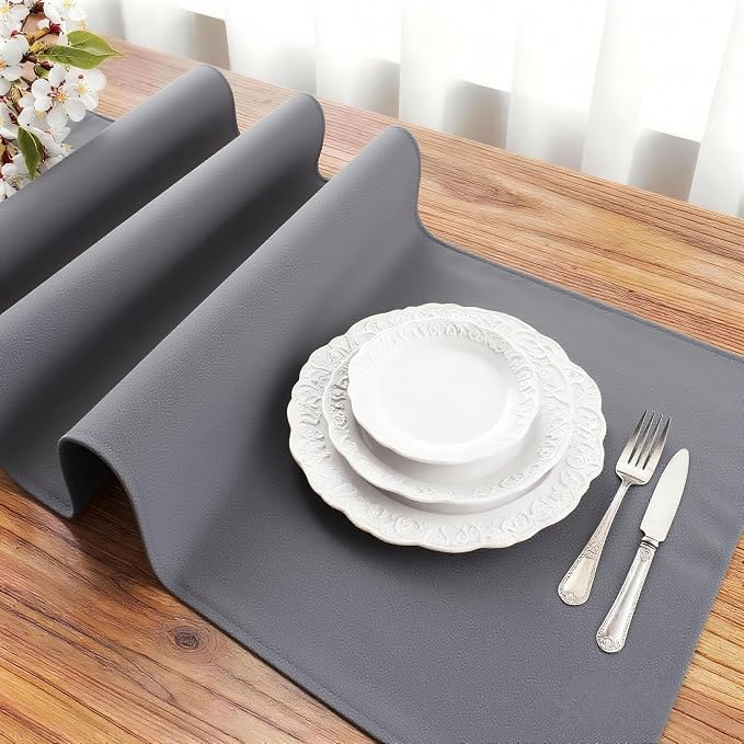 FOLINS&HOME Grey Waterproof Decorative Table Runner 60 Inches Long | 210GSM - Image 3