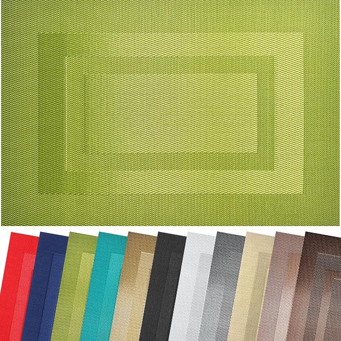 PIGCHCY Placemats Set of 8 Washable Durable Place Mats Vinyl Heat Resistant by PIGCHCY