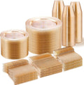 WELLIFE 600 PCS Gold Glitter Disposable Dinnerware Set by WELLIFE