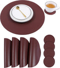 Faux Leather Round Placemats and Coasters, Coffee Mats Kitchen Table Mats by JOVONO