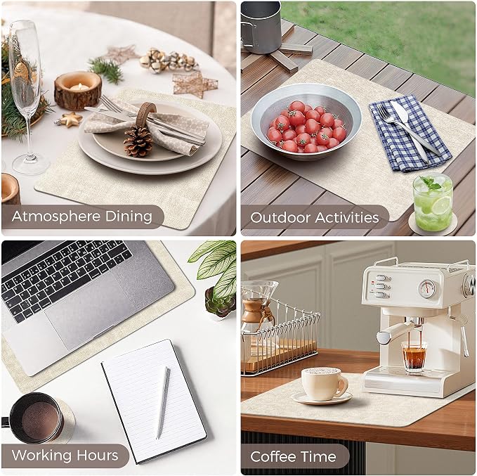 NCUE Vinyl Placemats Set of 6, Heat Resistant, Nonslip Faux Leather Waterproof - Image 6