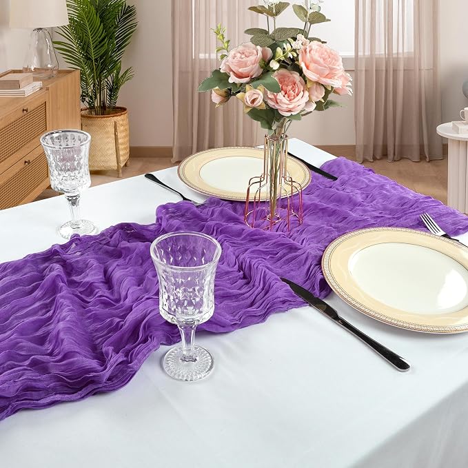 6 Pack 10Ft Dark Purple Cheesecloth Table Runner 23 x 120 Inch | Gauze Rustic - Image 6