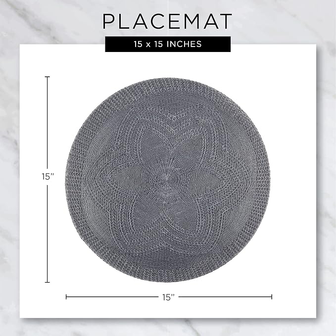 DII PVC Tabletop Collection Woven Indoor/Outdoor, Round Placemat Set, Nautical - Image 7