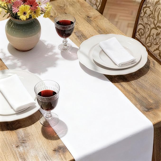 MEANMOY White Table Runner 108 Inches Long Waterproof Table Runners | Washable - Image 6