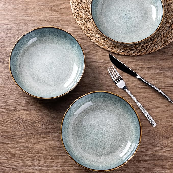 AmorArc 8.5’’ Ceramic Pasta Bowls Set of 6, 36oz Large Stoneware Bowls Set | - Image 2