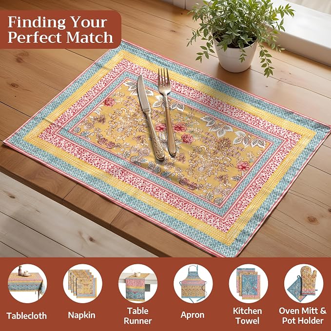 Maison d' Hermine Placemats Set of 4 Reusable 100% Cotton | Cloth Place Mats - Image 4