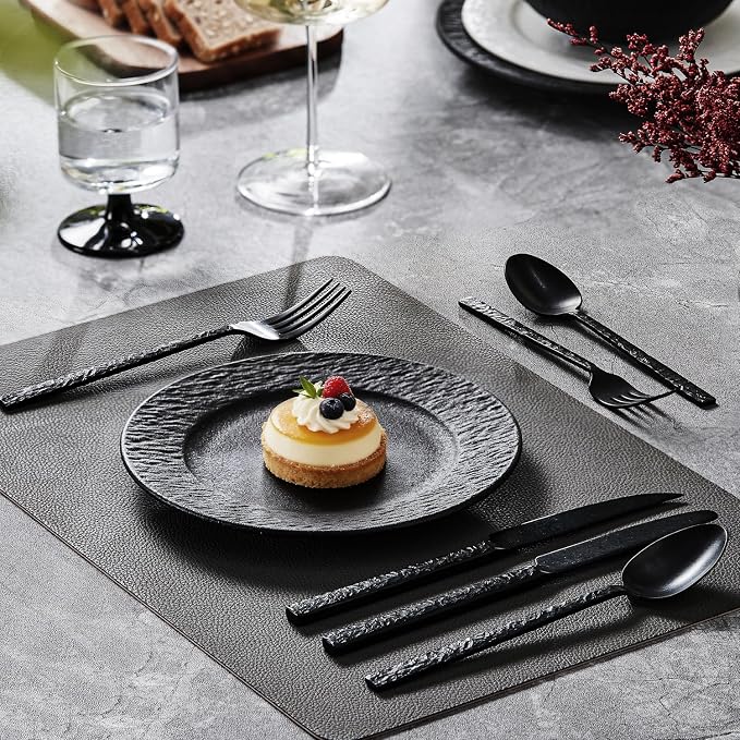36 Pcs Black Hammered Silverware Set - Image 9