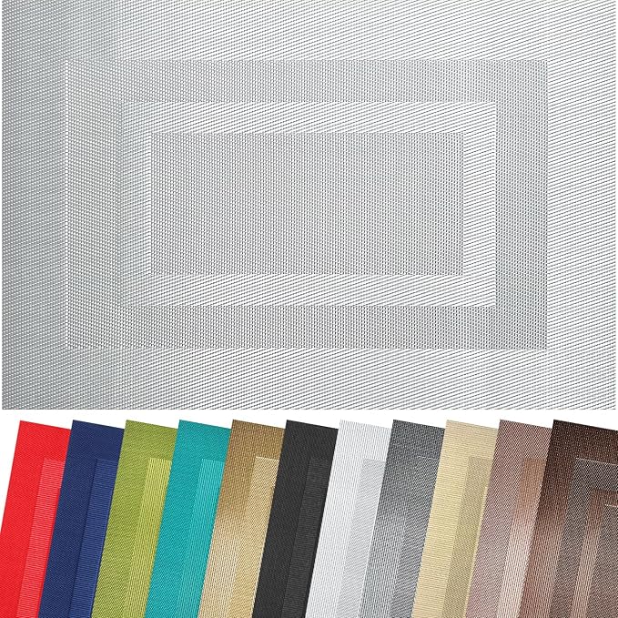 PIGCHCY Placemats Set of 8 Washable Durable Place Mats Vinyl Heat Resistant by PIGCHCY