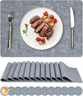 NCUE Vinyl Placemats Set of 12, Heat Resistant, Nonslip Faux Leather Waterproof by NCUE