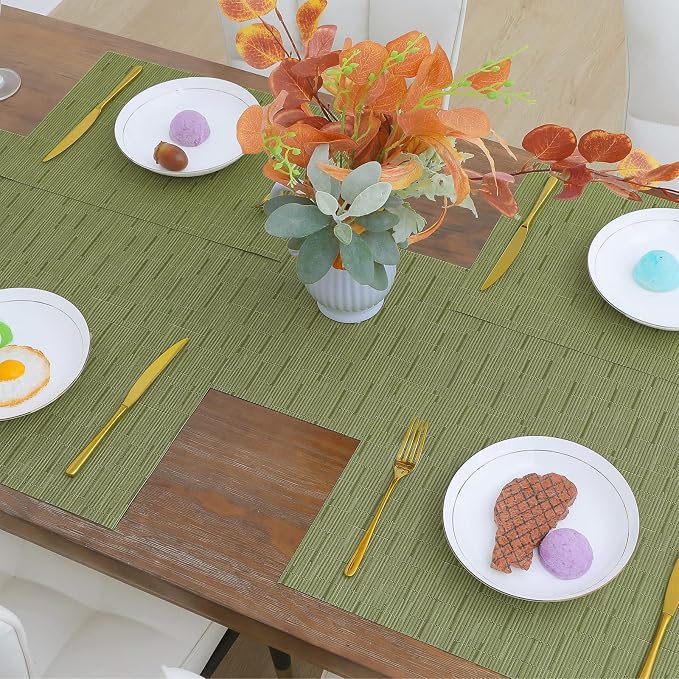 SHACOS Placemats Set of 4 Woven Vinyl Place Mats - Image 5