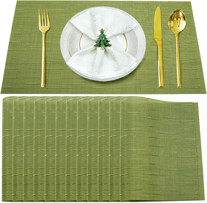 Placemats Set of 12, Vinyl PVC Heat Resistant Washable Placemats Set, Non Slip by BxzanDya-LifeSmartMaker
