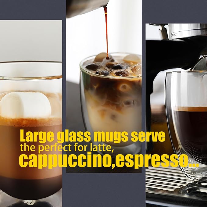 PunPun 17OZ. 500ml Clear Coffee Mugs, Glass - Image 3