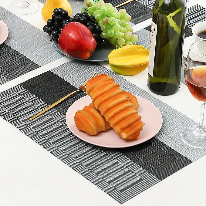 Leetaltree Grey with White Striped Placemats Set of 12 - Image 9