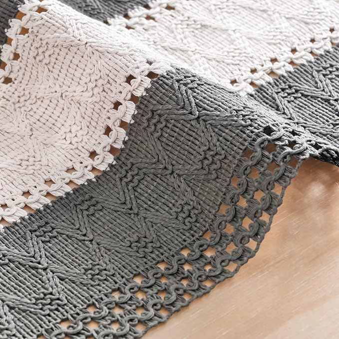 Artoid Mode Grey Farmhouse Woven Table Runner 12x60 Inch | Seasonal Holiday - Image 5