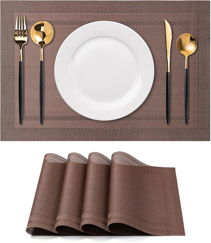 Placemats Set of 4 Washable Indoor | Outdoor Vinyl Place Mats by CADONO