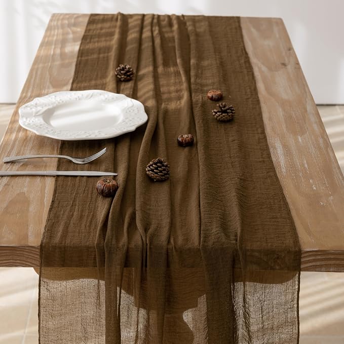 10Pcs Coffee Cheesecloth Table Runner 120 Inches - Image 3