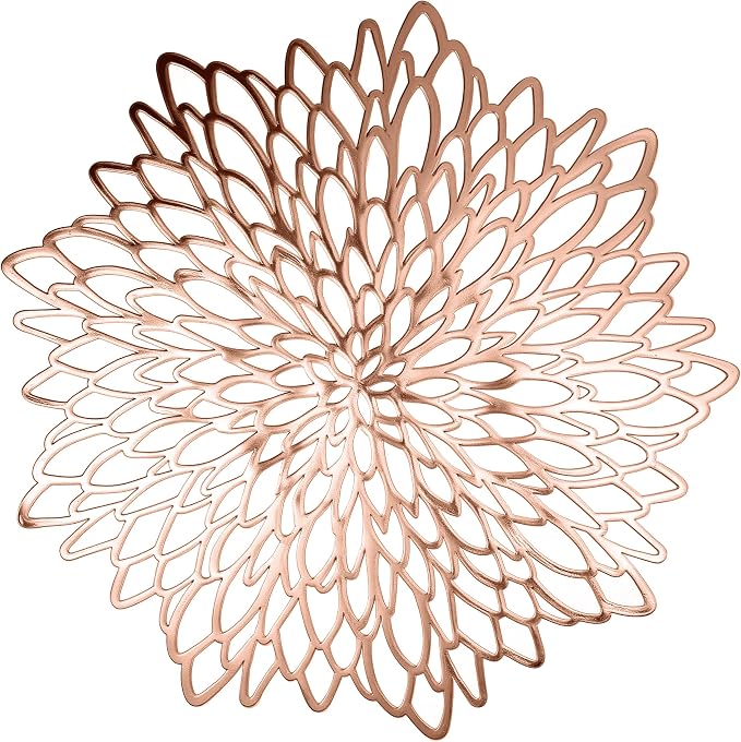 Set of 12 Round Placemats Rose Gold, Heat-Resistant PVC Table Mats by Unknown