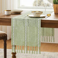 Hemstitched Farmhouse Table Runner, Sage Green 13x72 Inch, Cotton Linen Table by Unknown