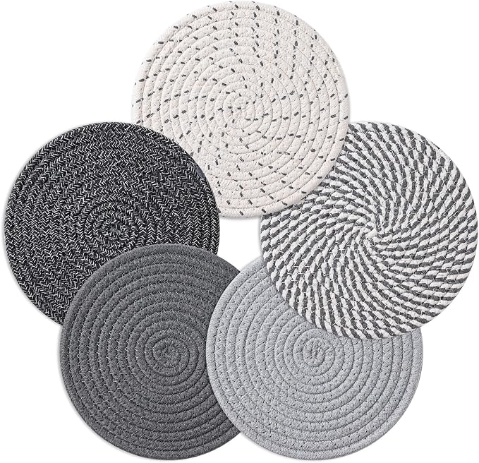 7 Inch Trivets for Hot Dishes, Pot Holders for Kitchen, Hot Pads, Coasters | 5 by Unknown