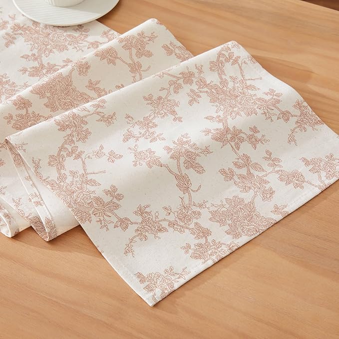 French Pastoral Farmhouse Table Runners, 13x48 Inch Taupe | 100% Organic Cotton by Unknown