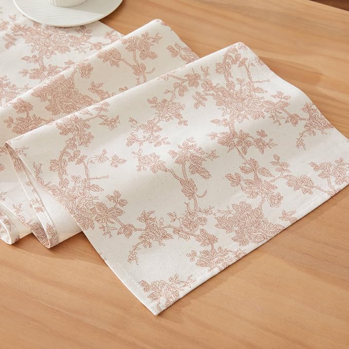 French Pastoral Farmhouse Table Runners, 13x72 Inch Taupe | 100% Organic Cotton by Unknown