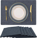 Faux Cotton Linen Placemats Set of 6, Cloth Washable Farmhouse Dining Table Mats by homing