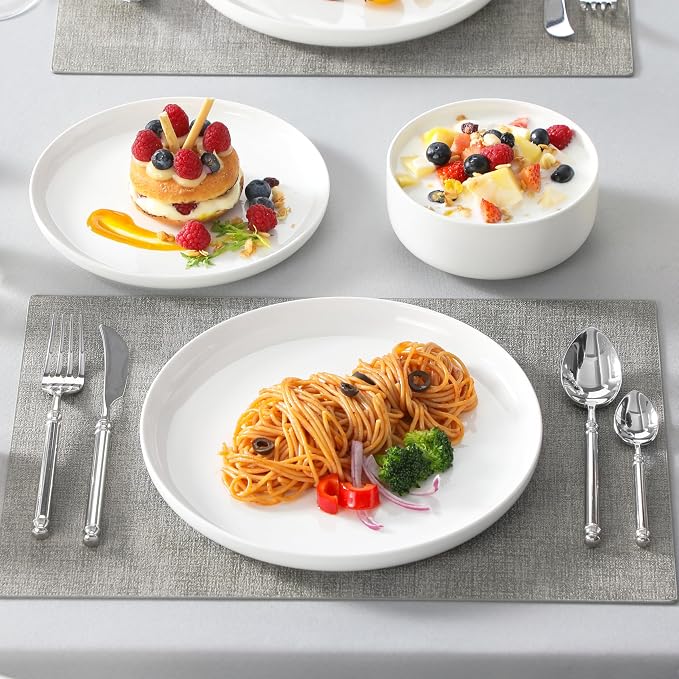 MALACASA Plates and Bowls Sets, 24 Pieces Modern Porcelain Dinnerware Set - Image 5