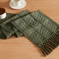 Macrame Style Boho Table Runner, 12x90 Inch Olive | Woven Boho Table Runner by ZEEMARTONLINE