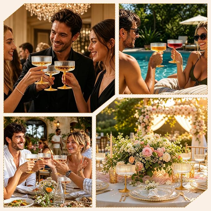 24PCS Plastic Martini Glasses, Unbreakable Reusable Champagne Coupe, Removable - Image 7